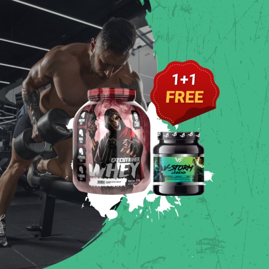 1+1 FREE Executioner Whey 2000 гр + V-SHAPE SUPPS V-STORM LEGEND 360 g / 30 serv на супер цена