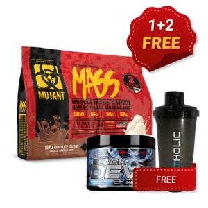 PROMO 1+2 FREE Mutant Mass Dual 2720 г + HI TEC Black DEVIL - 240Caps + Fitholic Shaker