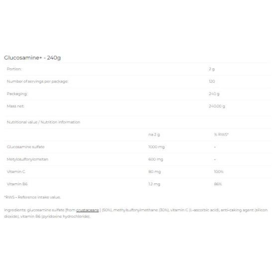 6 PAK Nutrition Glucosamine+ Powder 240 гр на супер цена