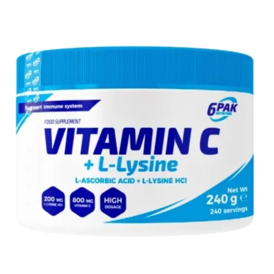 6 PAK Nutrition Vitamin C + L-Lysine Powder 240 гр на супер цена