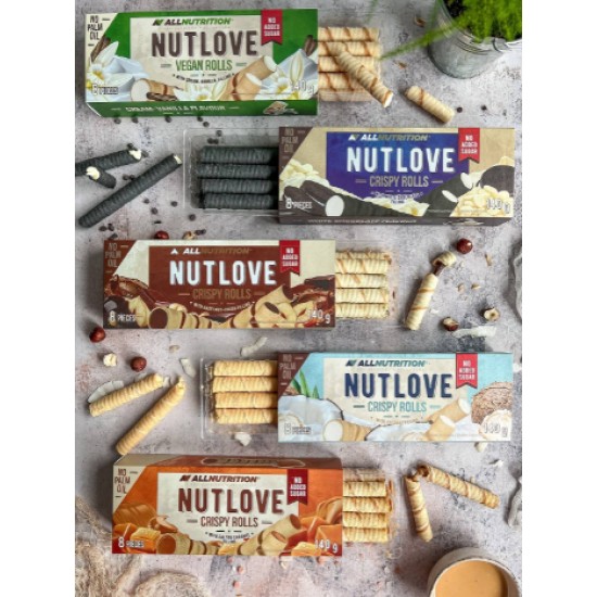 NutLove Crispy Rolls - Salted Caramel 140 грама - Диетичен Десерт на супер цена