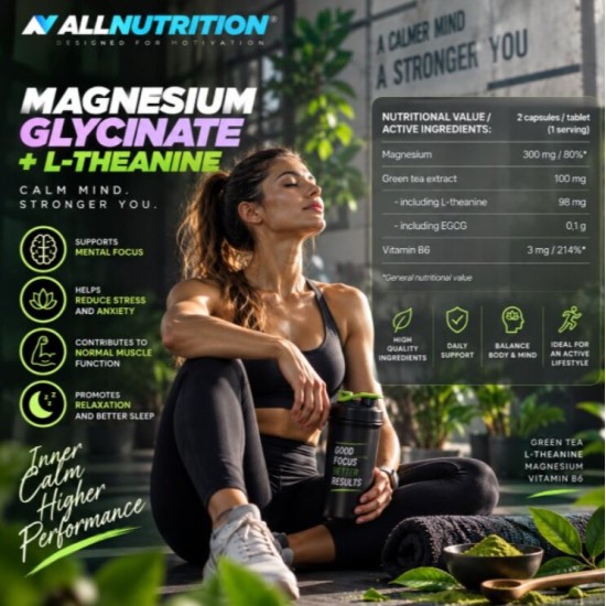 AllNutrition Magnesium Glycinate + L-Theanine 100 капсули на супер цена