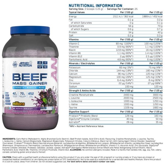 Applied Nutrition Beef Mass Gainer | Clear High-Protein Gainer 3130 гр на супер цена