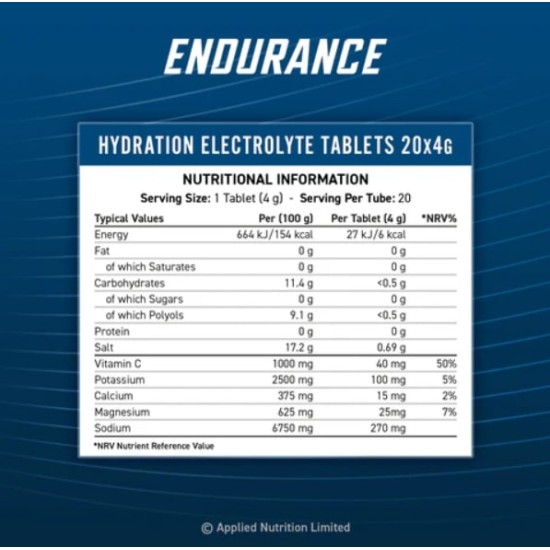 Applied Nutrition Effervescent Electrolyte - Ефервесцентни Електролити 20 таблетки на супер цена