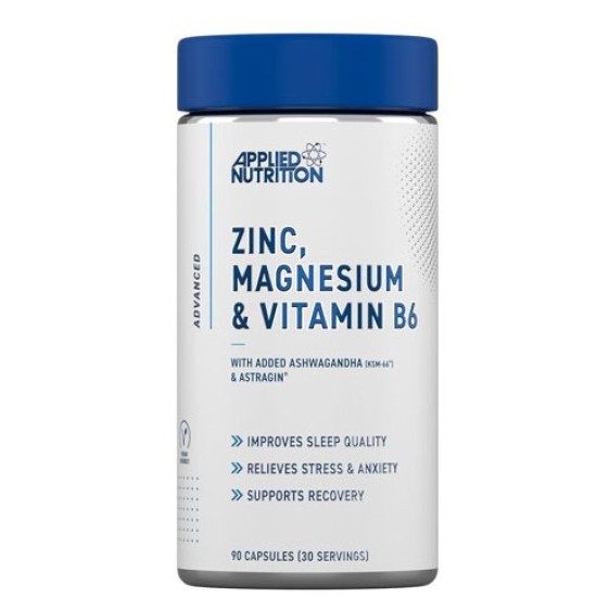 Applied Nutrition Zinc, Magnesium & Vitamin B6 | ZMA with KSM-66® Ashwagandha Extract 90 капсули на изгодни цени Applied Nutrition Zinc, Magnesium & Vitamin B6 | ZMA with KSM-66® Ashwagandha Extract 90 капсули на супер цена