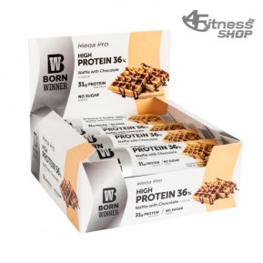 BORN WINNER Mega Pro High Protein Bar 36% Wafffle With Chocolate 12x85 гр