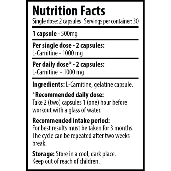 Cvetita Herbal L-Carnitine 500 мг / 60 капсули на супер цена