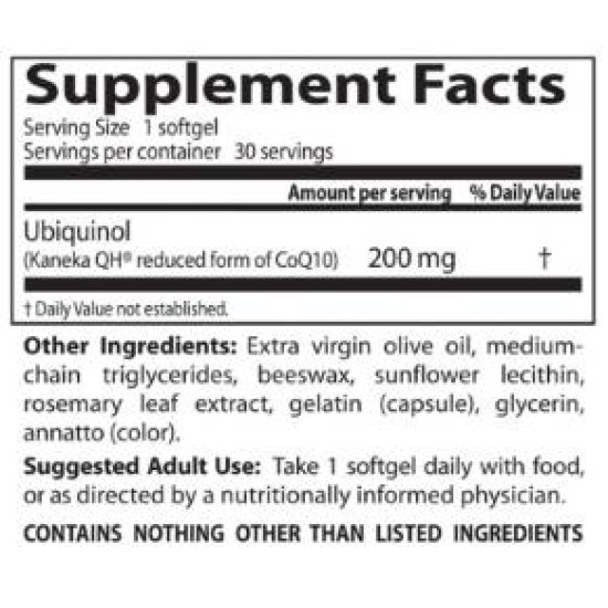 Doctor's Best Ubiquinol Kaneka QH 200 мг / 30 гел капсули на супер цена