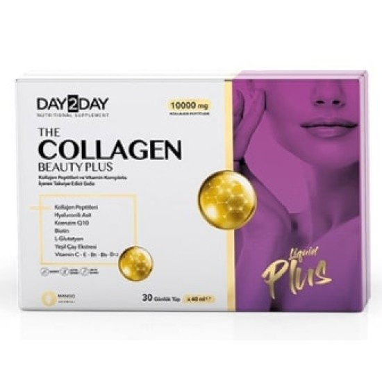 Day2Day The Collagen Beauty Plus | 10.000 mg Collagen Peptides + Hyaluronic Acid, CoQ10 & Glutathione 30 x 40 мл на супер цена