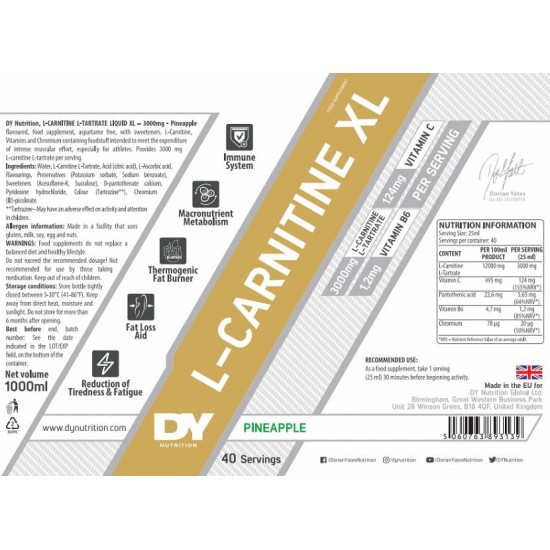 Dorian Yates Nutrition L-Carnitine XL Liquid - 1000 ml на супер цена