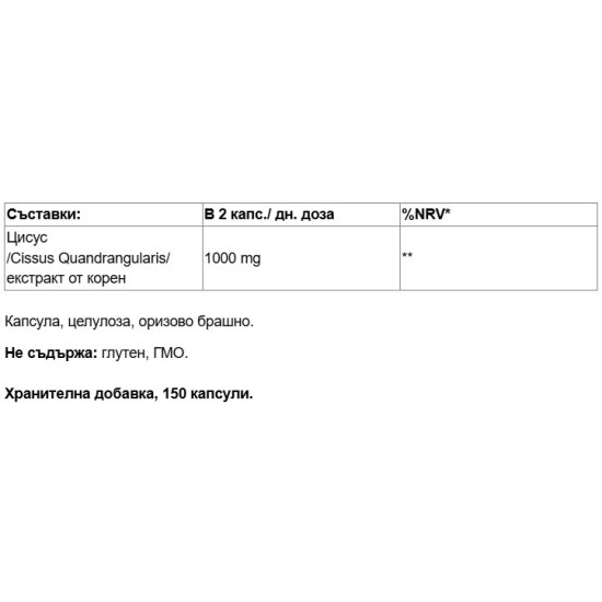 Double Wood Cissus Extract 1000 мг / 150 капсули на супер цена