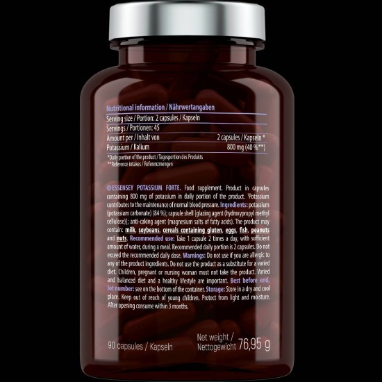 ESSENSEY Potassium Forte 400 мг / 90 капсули на изгодни цени ESSENSEY Potassium Forte 400 мг / 90 капсули на супер цена