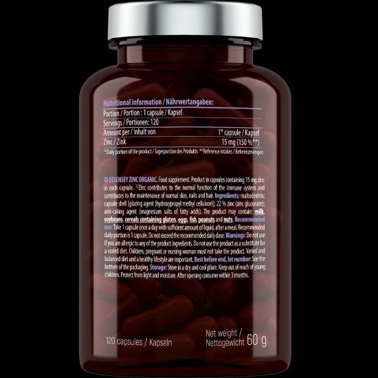 ESSENSEY Zinc Organic 15 мг / 90 капсули на супер цена