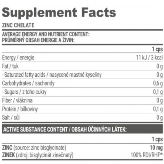 Extrifit Zinc 100 Chelate - 100 капсули на супер цена