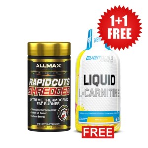 Promo 1+1 FREE ALLMAX RAPIDCUTS SHREDDED + EVERBUILD Liquid L-Carnitine + Chromium