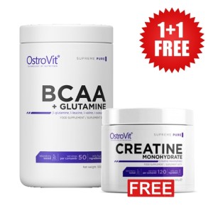 OstroVit 1+1 FREE BCAA + GLUTAMINE Powder 500 гр / 50 Дози & Creatine Monohydrate Powder 300 гр / 120 дози OstroVit 1+1 FREE BCAA + GLUTAMINE Powder 500 гр / 50 Дози & Creatine Monohydrate Powder 300 гр / 120 дози