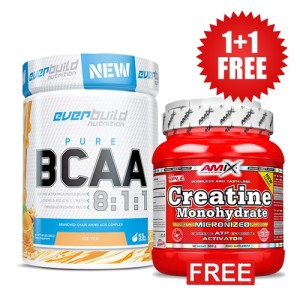 Promo 1+1 FREE BCAA 8:1:1 300 г / 55 дози + Creatine Monohydrate Powder 500 г / 100 дози