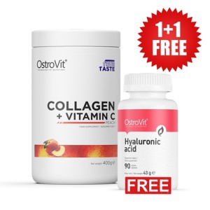 OstroVit 1+1 FREE OSTROVIT Collagen + Vitamin C / Powder 400 гр & Hyaluronic Acid 90 таблетки