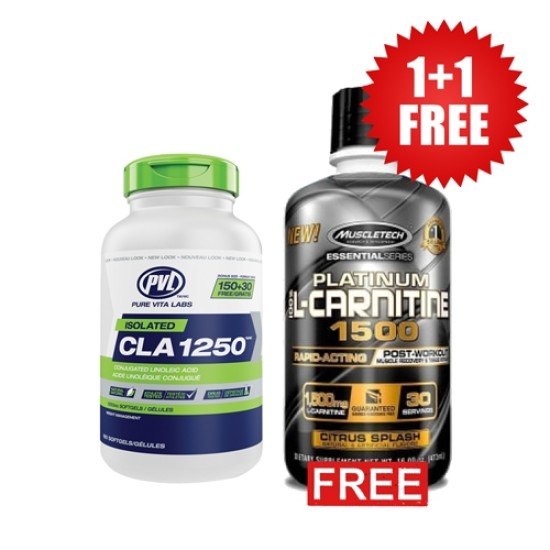 Promo 1+1 FREE PVL CLA 1250 mg / 180 Softgels + MUSCLETECH L-Carnitine 1500 / 550 ml на изгодни цени Promo 1+1 FREE PVL CLA 1250 mg / 180 Softgels + MUSCLETECH L-Carnitine 1500 / 550 ml на супер цена