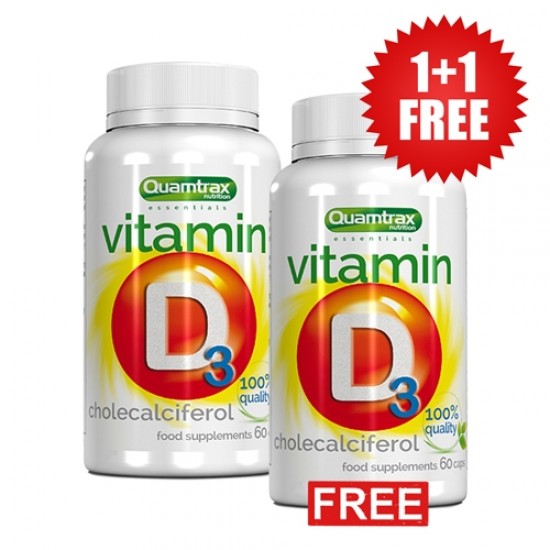 Quamtrax 1+1 FREE QUAMTRAX Vitamin D3 / 60 Caps на супер цена