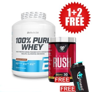 Promo 1+2 FREE BIOTECH USA Pure Whey 2270 гр + BSN ENDO RUSH + SHAKER