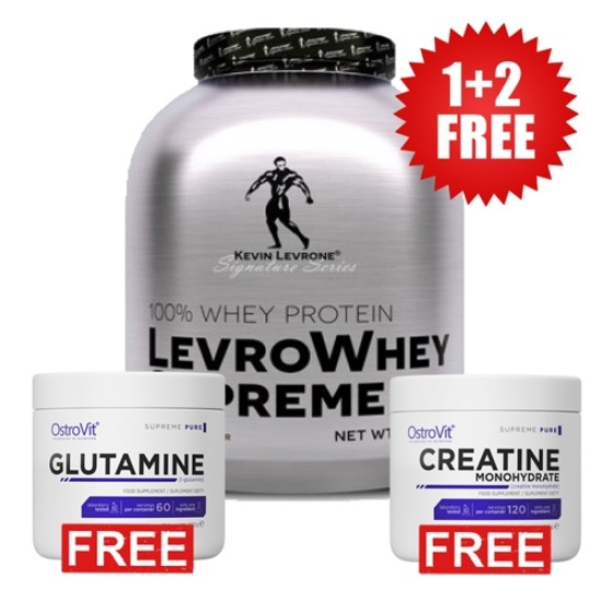 Promo 1+2 FREE LevroWHEY SUPREME 2000g + Creatine Mono 300g + Glutamine 300g на супер цена