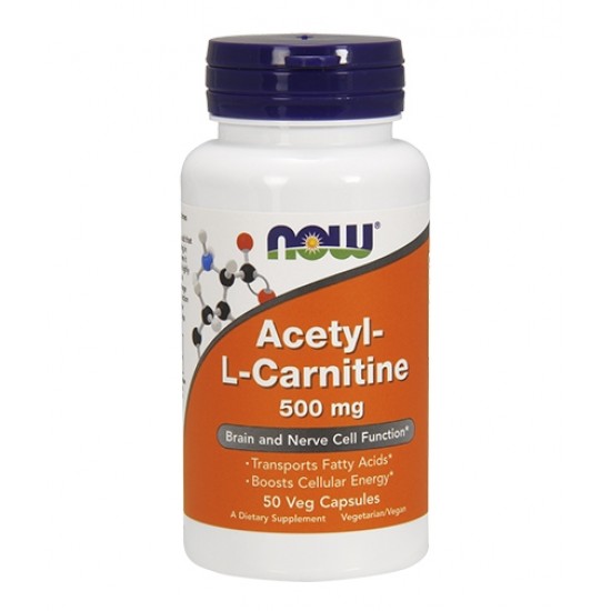 NOW Acetyl L-Carnitine 500 мг / 50 капсули на супер цена