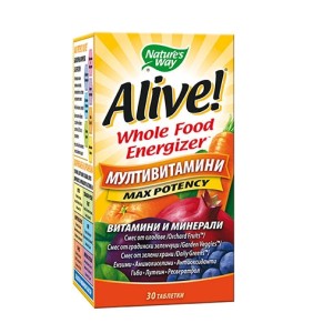 Natures Way Alive Whole Food Energizer Multi-Vitamins / 30 таблетки