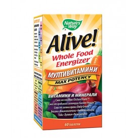 Natures Way Alive Whole Food Energizer Multi-Vitamins / 60 таблетки