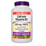 Webber Naturals Calcium & Vitamin D3/ Калций 600 mg + Витамин D3 400 IU х 90 софтгел капсули с течност на супер цена