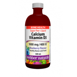 Webber Naturals Calcium & Vitamin D3 Liquid/ Калций 1000 mg + Витамин D3 400 IU х 500 ml с вкус на боровинки