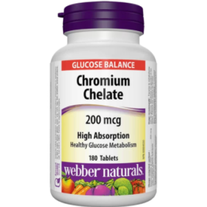 Webber Naturals Chromium Chelate Хром (Хелат) 200 µg, 180 таблетки Webber Naturals Chromium Chelate Хром (Хелат) 200 µg, 180 таблетки