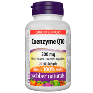 Webber Naturals Coenzyme Q10 / Коензим Q10, 200 mg, 60 софтгел капсули Webber Naturals Coenzyme Q10 / Коензим Q10, 200 mg, 60 софтгел капсули