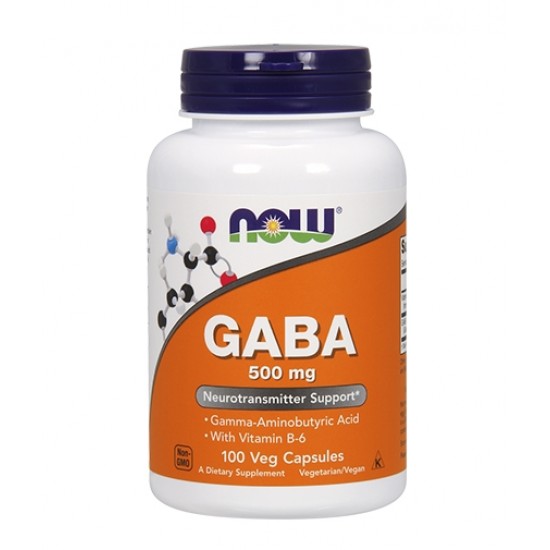 NOW GABA + B-6 / 500 мг / 100 капсули на супер цена