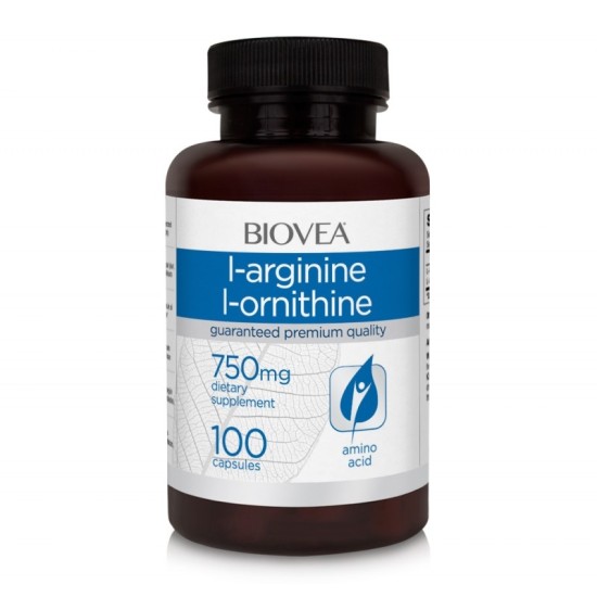 Biovea L-Arginine, L-Ornithine 750mg - Аргинин + Орнитин - 100 caps на изгодни цени Biovea L-Arginine, L-Ornithine 750mg - Аргинин + Орнитин - 100 caps на супер цена