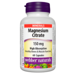 Webber Naturals Magnesium Citrate / Магнезий цитрат /С висока абсорбция/ 150 mg, 60 капсули на супер цена