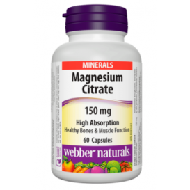 Webber Naturals Magnesium Citrate / Магнезий цитрат /С висока абсорбция/ 150 mg, 60 капсули