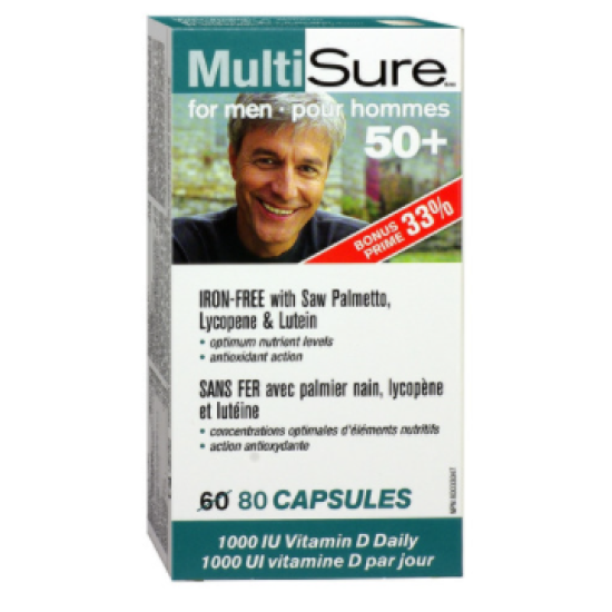 Webber Naturals MULTI SURE мултивитамини за мъже 50+ със сао палмето,ликопен и лутеин x 80caps на супер цена