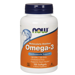NOW Omega 3 Fish Oil 1000 мг / 100 гел капсули