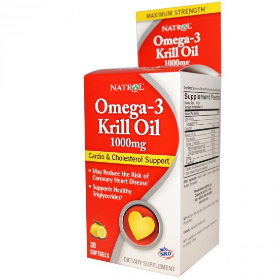Natrol Omega-3 Krill Oil 1000 мг / 30 гел капсули на супер цена