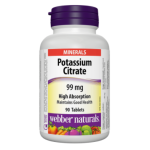Webber Naturals Potassium Citrate / Калий цитрат, 99 mg, 90 таблетки на изгодни цени Webber Naturals Potassium Citrate / Калий цитрат, 99 mg, 90 таблетки на супер цена