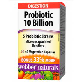 Webber Naturals PROBIOTIC 10 BILION 10млрд активни пробиотици,5 щама x 40 caps