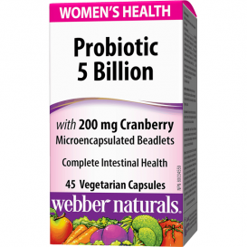 Webber Naturals Probiotic Women`s Health/ Пробиотик за жени 5 щама, 5 млрд. активни пробиотици + Червена боровинка х 45 капсули