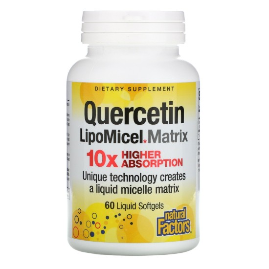 Natural Factors Quercetin LipoMicel Matrix 10 X Higher Absorption 250 мг / 60 капсули на изгодни цени Natural Factors Quercetin LipoMicel Matrix 10 X Higher Absorption 250 мг / 60 капсули на супер цена