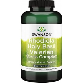 Swanson Rhodiola Holy Basil Valerian Stress Comp 180 капсули