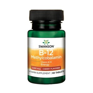 Swanson Vitamin B-12 Methylcobalamin - Cherry Flavored / 60 таблетки