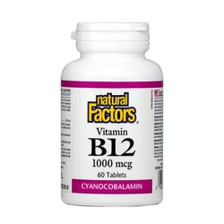 Natural Factors Vitamin B12 (Cyanocobalamin) 1000 мг / 60 таблетки
