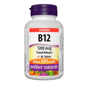 Webber Naturals Vitamin B12 Timed Release 1200 mg 80 tabs