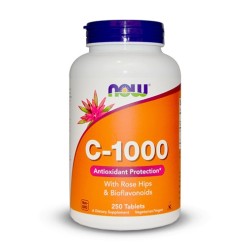 NOW Vitamin C-1000 with Rose Hips &amp; Bioflavonoids 250 tabs.