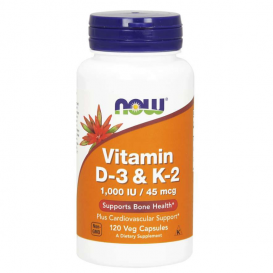 NOW Vitamin D3 + K2 1000 IU / 45 mcg 120 vcaps.
